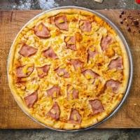 Hey Hey Hawaiian Supreme Pizza · Canadian bacon, barbecue chicken, Italian sausage, pineapple, and red onions.