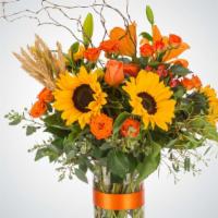 Hayride By BloomNation · Product Information
The ultimate fall flower mix featuring sunflowers and a variety of orang...