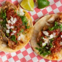 Two Item · #1 two mexico city soft tacos, steak, chicken, carnitas or al pastor topped with onions, cil...