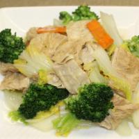 Silk Road · Bean Curd skin cooked with Napa Cabbage, Broccoli and carrot