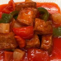 Sweet and Sour Tofu · w/ green red pepper and pineapple