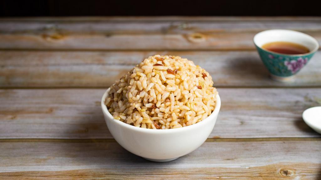Steamed Brown Rice · Bowl of steamed brown rice.