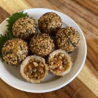 Crispy Mushroom Puff (6 pieces)  · Deep fried Mochi Ball, Medley of Mushroom (King, Oyster, Button, Tea Tree Mushroom) in a Swe...