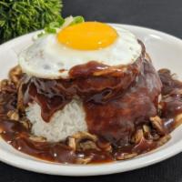 Loco Moco · Beef and Pork Blend Patty, Sunny Side Egg, Grilled Mushrooms smothered in House Made Brown G...