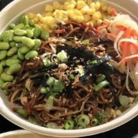Vegetarian Yakisoba · Japanese style stir fry wheat noodles, bean sprouts, carrots, cabbage in a sweet and tangy s...