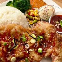 Big Fried Chicken (Sweet Gochujang sauce on side) · Seasoned Big Fried Chicken with Sweet and tangy  Gochujang  sauce on side. 

All comes with ...