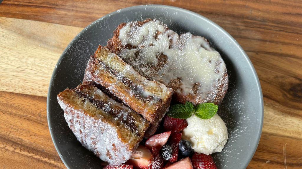 Nutella Stuffed French Toast with Mixed Berries · Nutella Stuffed French Toast drizzled with Condensed Milk. Comes with Whipped Cream and Mixed Berries