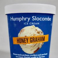 Honey Graham Ice Cream · Raw blackberry honey ice cream with delicious house-made graham crackers folded in.