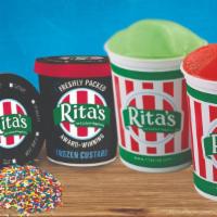 Diy Treat Pack · Two Quarts of Italian Ice, two Frozen Custard Pints and Sprinkles.  Includes cups and spoons.