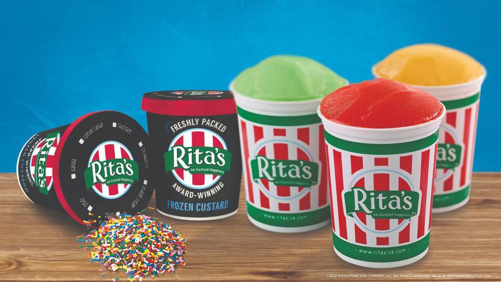 DIY Treat Pack 4 · Three Quarts of Italian Ice, two Frozen Custard Pints and Sprinkles.  Includes cups and spoons.