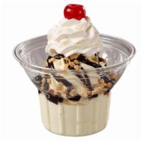 Sundaes · Two toppings, whipped cream, and cherry.
