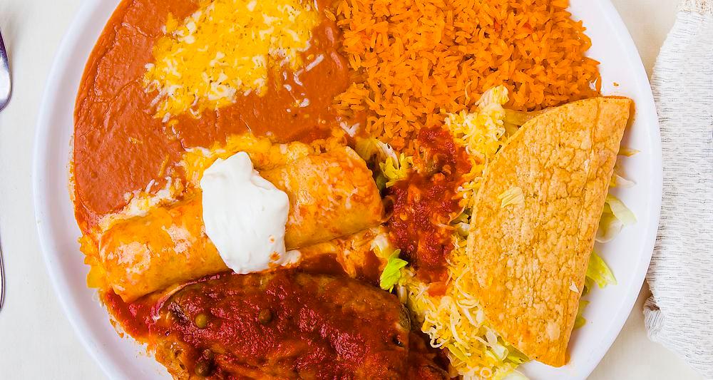A1. Enchilada, Chile Relleno & Taco · Combination of enchilada, taco (crispy or soft), and chile relleno. Served with rice, beans, and coleslaw.