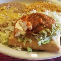Two Chimichangas · With guacamole and sour cream.