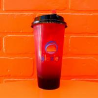 Blueberry Glow · Available in cold. Jasmine green tea (or sencha decaf) blueberry purée, rose tea, hibiscus t...