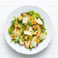 Grilled Chicken Caesar Salad · Grilled chicken, crispy lettuce, cheese, and herb croutons served with a side of caesar dres...