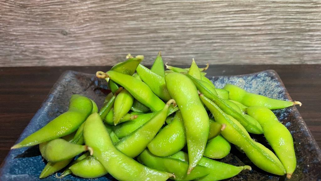 Edamame · boiled soybeans served with salt.