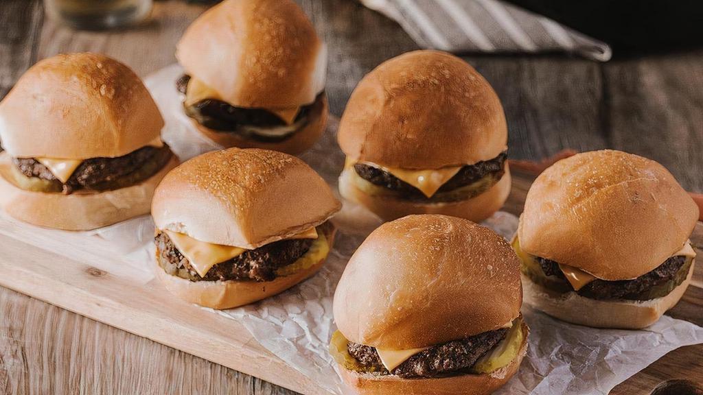 Roadies With Cheese Sliders Party Pack · Pack of 6, mini steakhouse burgers with choice of American, cheddar or Swiss.