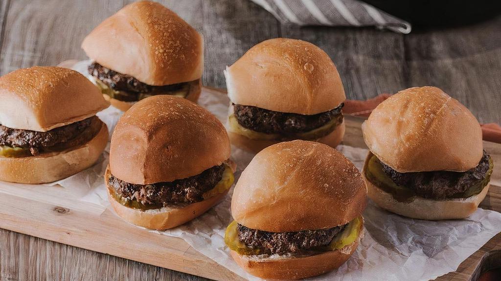 Original Roadies Sliders Party Pack · Pack of 6, mini steakhouse burgers & classic pickle.