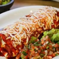 Burrito Mojado $11 · A toasty flour tortilla with your choice of meat, Mexican rice, whole beans, guacamole, red ...
