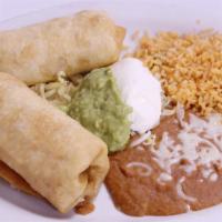 Chimichangas Combo · Your choice of meat and cheese fried in a flour tortilla.