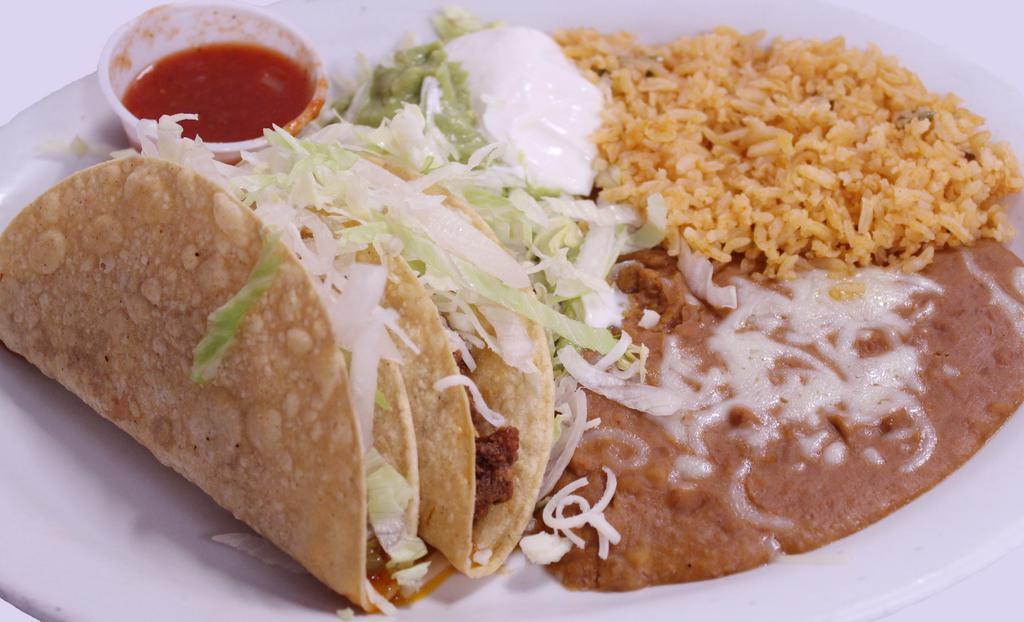 Tacos Dorados Combo · Crispy with your choice of meat, cheese, lettuce, and salsa.
