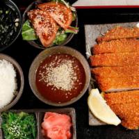 Chicken Katsu · Japanese breaded chicken breast cutlet served with curry sauce.