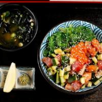 Sashimi Poke Set · Come with cucumber, masago, crab shreds, and housemade dressing.