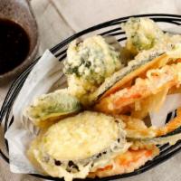 Vegetable Soba · Japanese udon with seasonal vegetable tempura.