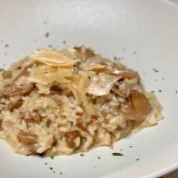 RISOTTO PORCINI · Arborio rice, Porcini Mushrooms, gorgonzola, Grana Padano