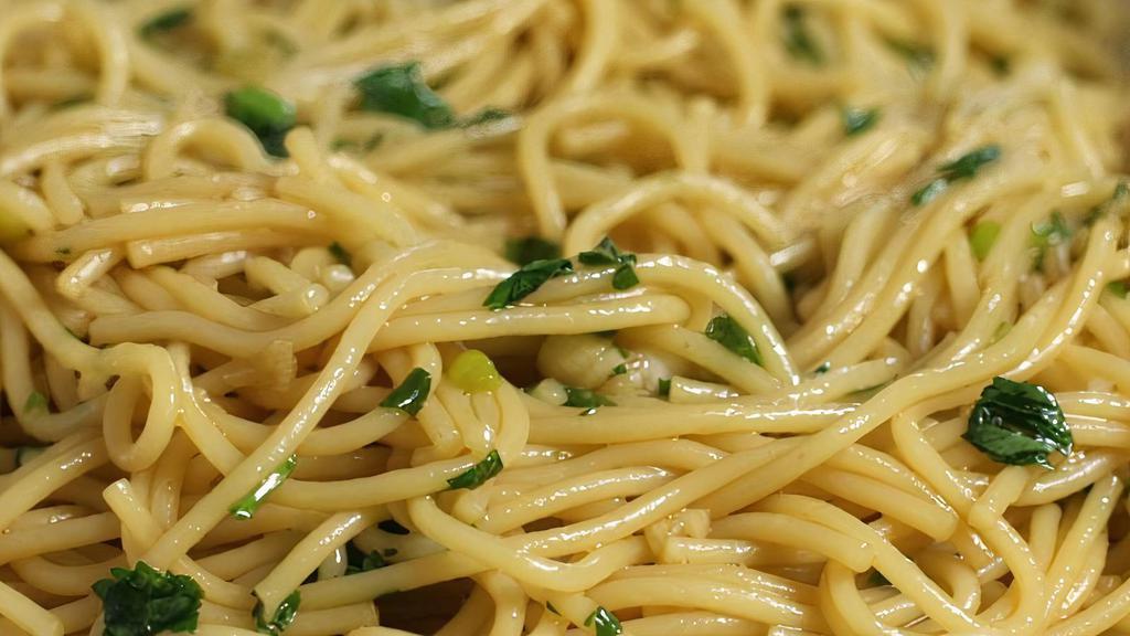 Garlic Noodles · Really delicious. A blend of freshly melted butter and freshly chopped garlic start the process. Browned garlic is then joined by noodles and mixed with a few secret ingredients. Tossed with parmesan cheese. Made to order!