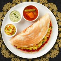 A Sight For Mysore Masala Dosa · Savory crepe made of rice & lentil batter topped off with a house special Mysore spread - se...