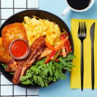 The Post-Yoga · A healthy-ish bowl with 2 eggs scrambled, avocado, sautéed mushroom, crispy home fries, cara...