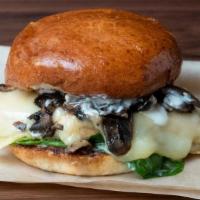 Swiss & Shroom Chicken · Loads of melted swiss, Grilled mushrooms, fresh spinach, crispy onions, sauce with our juicy...