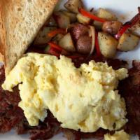 Corned Beef Hash · House-made corned beef, potatoes, scallions, herbs, and caramelized onions. Served with eggs...
