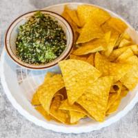Chips & Guacamole · Avocado, pepitas, housemade furikake, tortilla chips (Vegan, gluten free)
