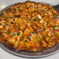 Malai Paneer-Medium · Malai Sauce, Mozzarella Cheese, Bell Peppers, Red Onions, Diced Tomatoes, & Marinated Paneer.