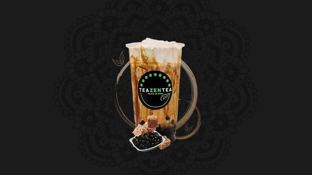 Brown Sugar Milk Tea with Cream · Our best-seller at TeaZenTea, Inspired by the popular Brown Sugar Milk originating from Taiwan, we created the ultimate caffeinated creamy drink. Brewed from premium black tea infused with our brown sugar and topped with fresh cream.