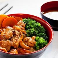 Chicken Teriyaki · Skillet marinated chicken, broccoli and carrot.
