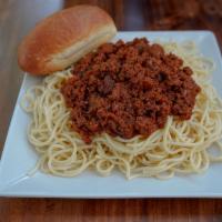 Pasta Spaghetti · Spaghetti or macaroni served with house made Eritrean style beef Bolognese or tomato sauce.