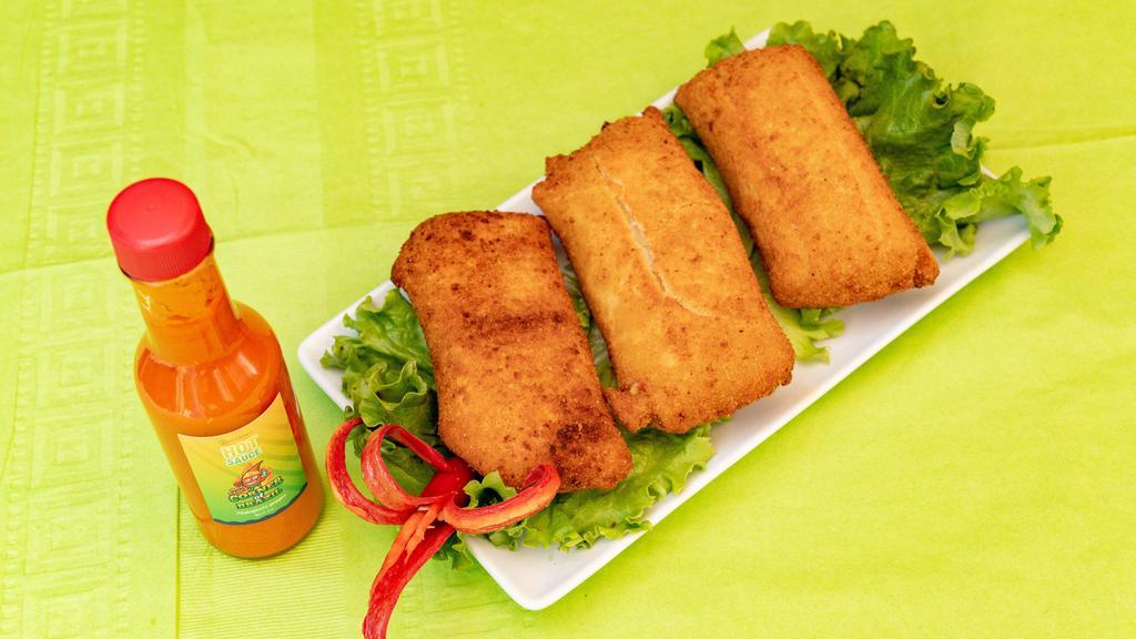 Corn Rissole · Deep fried turnover pastry filled with corn and cheese.