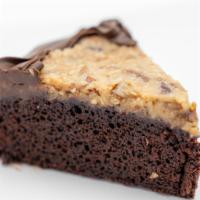 German Chocolate Cake · Contains nuts. Chocolate cake with chocolate ganache and coconut pecan frosting.