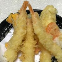 Shrimp & Veggie Tempura · Assorted shrimp and veggie tempura with bonito based sauce.
