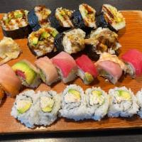 Sushi Roll Set B · California Roll, Rainbow Roll and Shrimp Tempura Roll