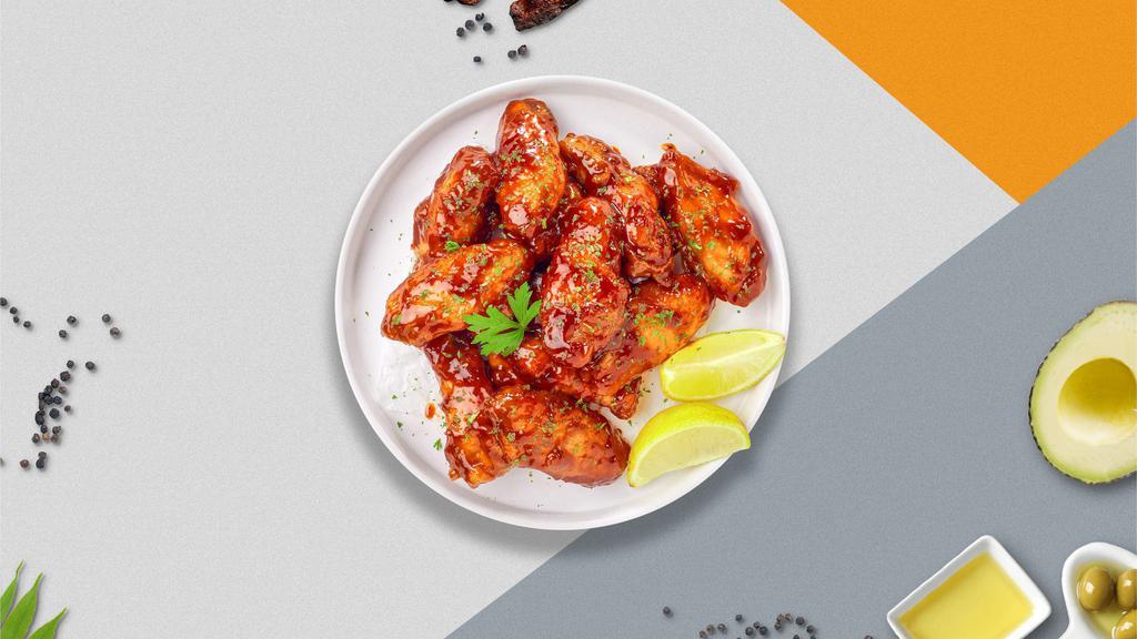 Smokin' Honey BBQ Bliss Wings · Fresh chicken wings breaded, fried until golden brown, and tossed in honey and barbecue sauce.