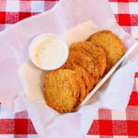 Fried Green Tomatoes · Served with Ranch Dressing.