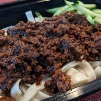 Beijing Jah Jang Meeann / 北京炸酱面 · Traditional time-honored noodle dish with a fried soybean paste sauce. Contains minced pork ...