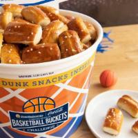 Original Nuggets Free Throw Bucket · One Limited-Edition Basketball Bucket filled with Original Pretzel Nuggets and 2 medium (21 ...