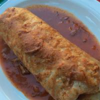 Burritos Grandes (Carne Asada) · Large flour tortilla, stuffed with rice, beans & carne asada. Served wet, topped with our de...
