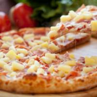 Hawaiian Pizza · Turkey ham with fresh pineapple and mozzarella cheese with marinara sauce.
