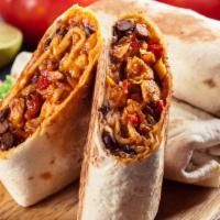 Regular Buritto · Flour tortilla stuffed with rice and choice of beans served  with your choice of protein. Co...